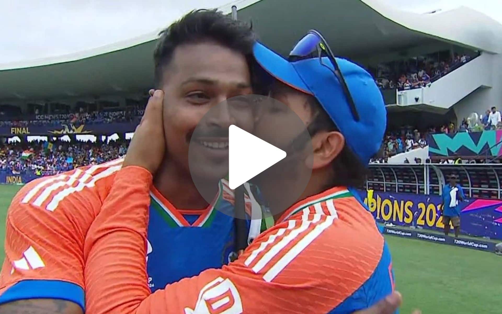 भारत की T20 विश्व कप जीत के बाद रोहित शर्मा ने किया हार्दिक पंड्या को KISS, वीडियो हुआ वायरल